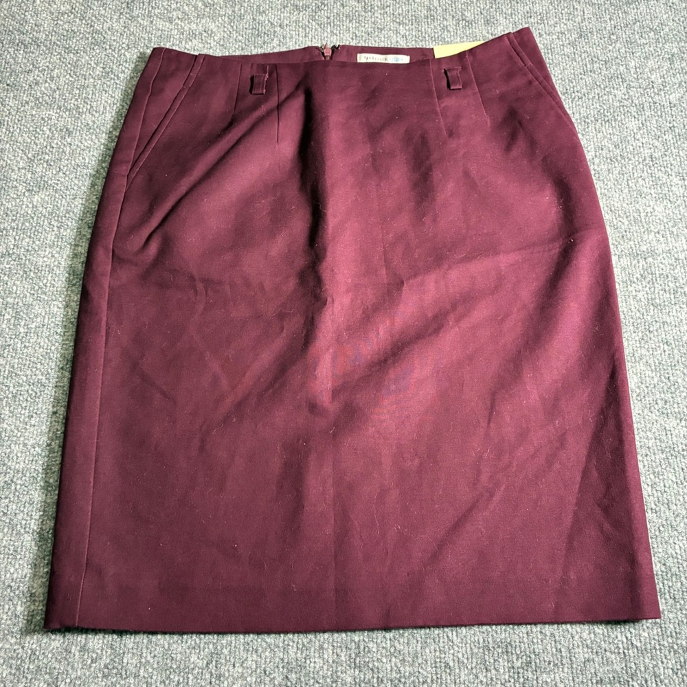 Van Heusen Studio Pencil Skirt Womens 6‎ Burgundy NEW Stretch Cotton